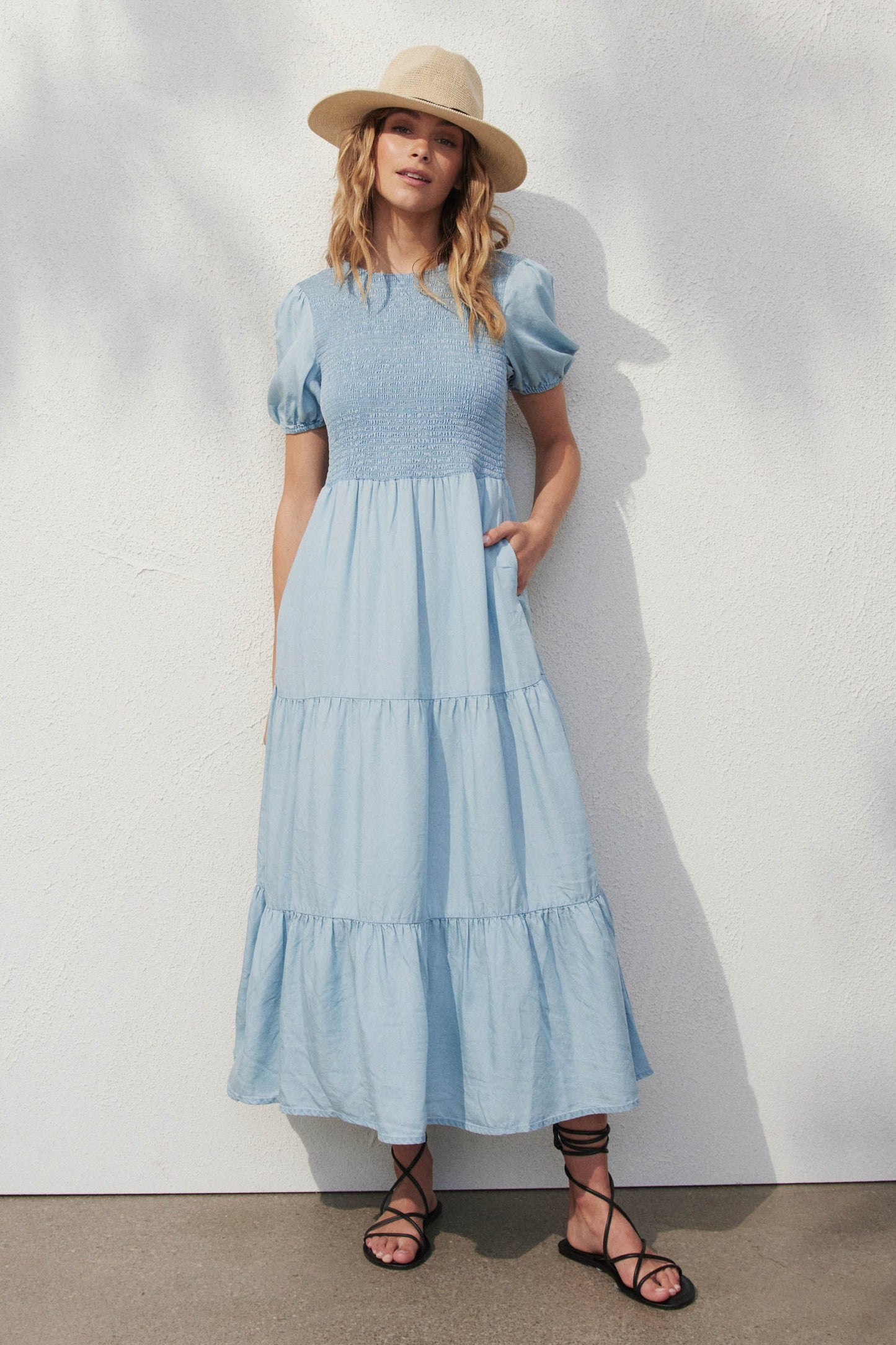 Aubrey Shirred Midi Dress