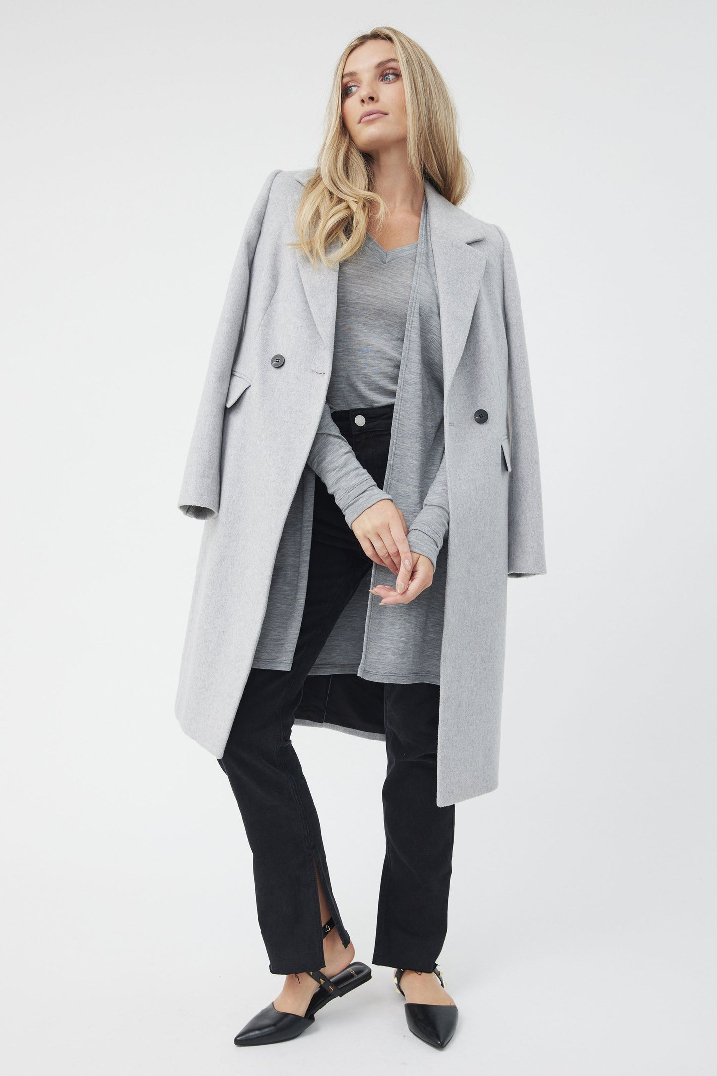 Wool Long Line Open Cardigan