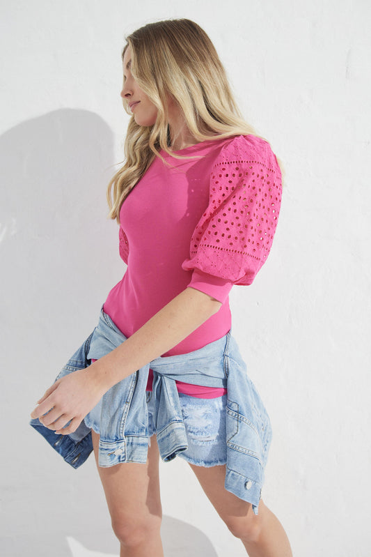 Lena Broderie Sleeve Top