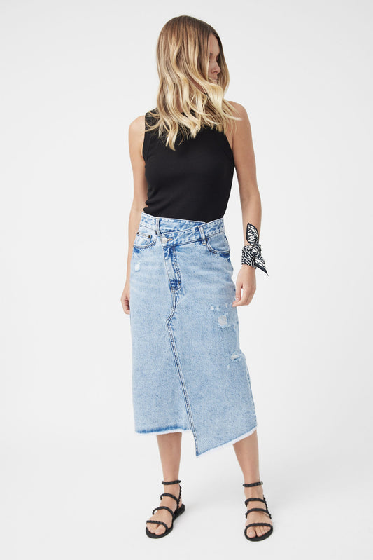 Tara Asym Denim Midi Skirt
