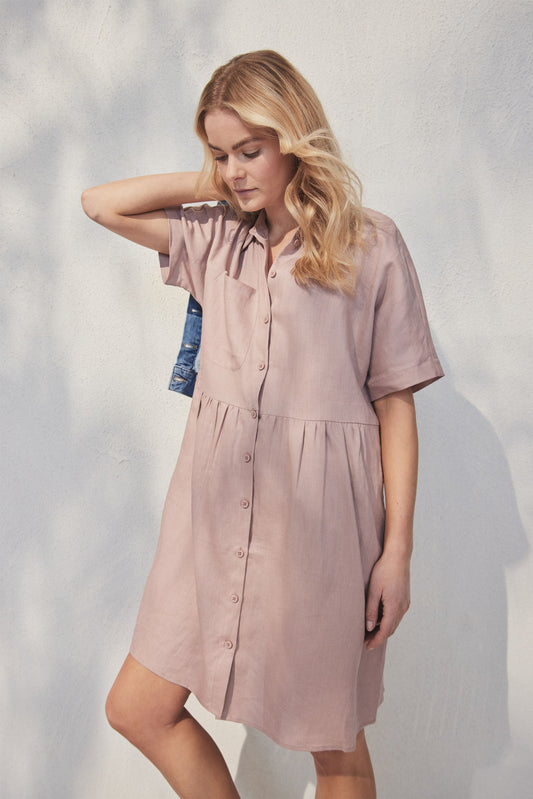 D-Luxe Linen Boxy Shirt Dress