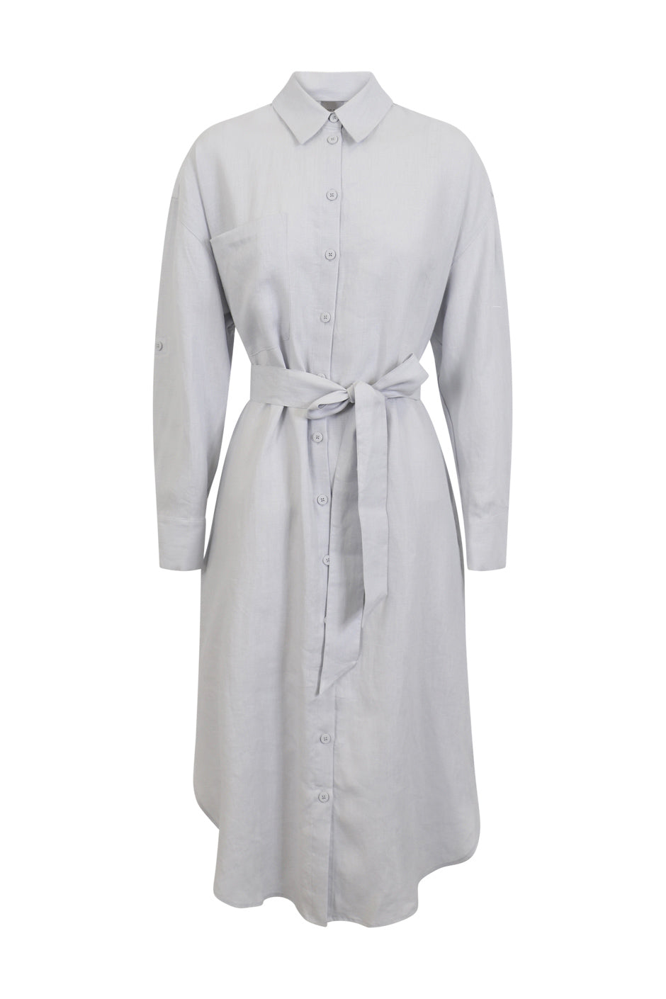 D-Luxe Linen Midi Shirt Dress
