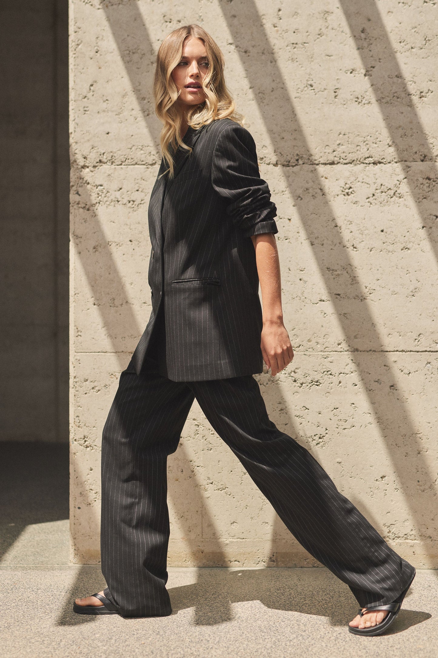 Mara Longline Pinstripe Blazer