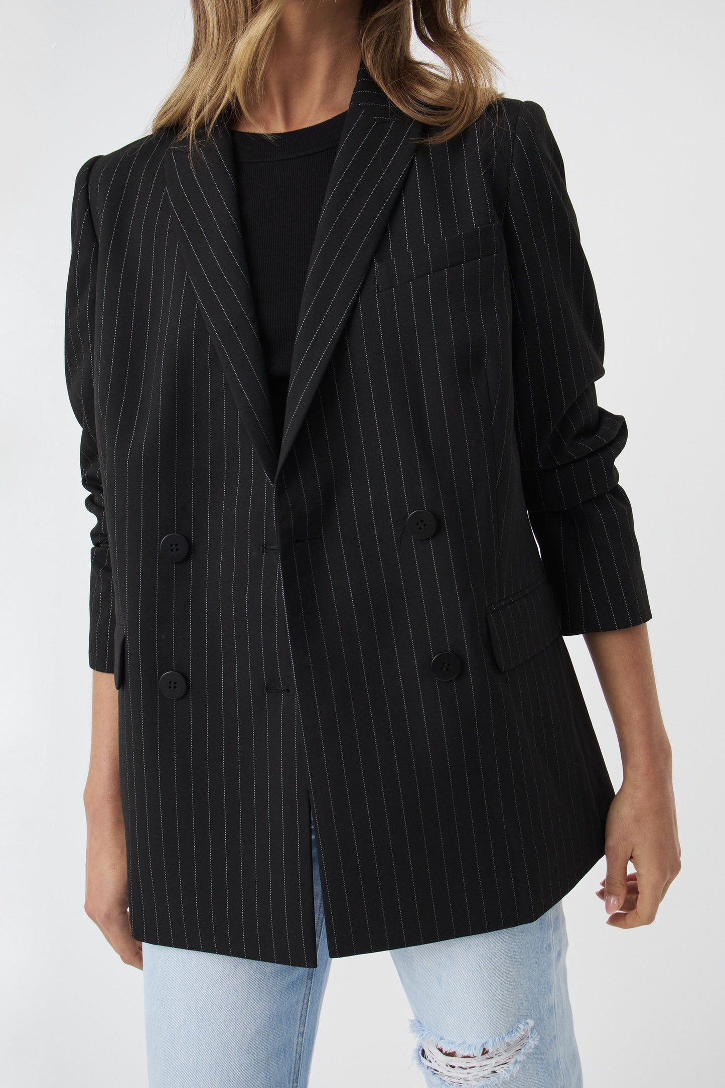 Mara Longline Pinstripe Blazer