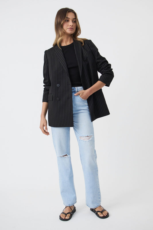 Mara Longline Pinstripe Blazer