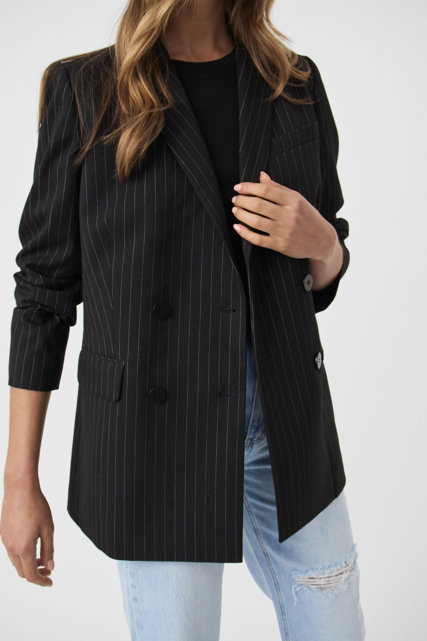 Mara Longline Pinstripe Blazer