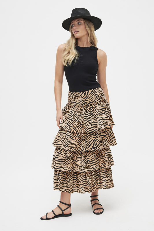 Monique Linen Blend Midi Skirt