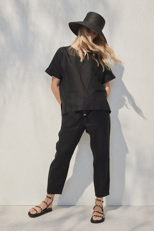 D-Luxe Linen Boxy Top