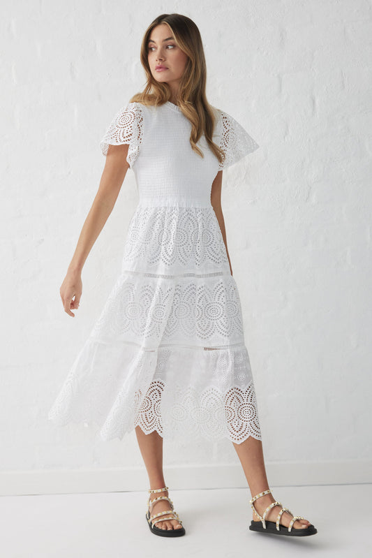 Queenie Broderie Midi Dress