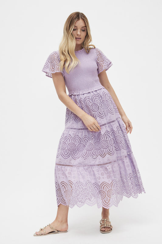 Queenie Broderie Midi Dress