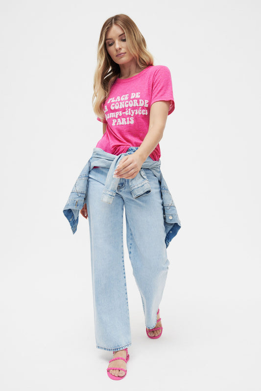 French Flocked Text Tee