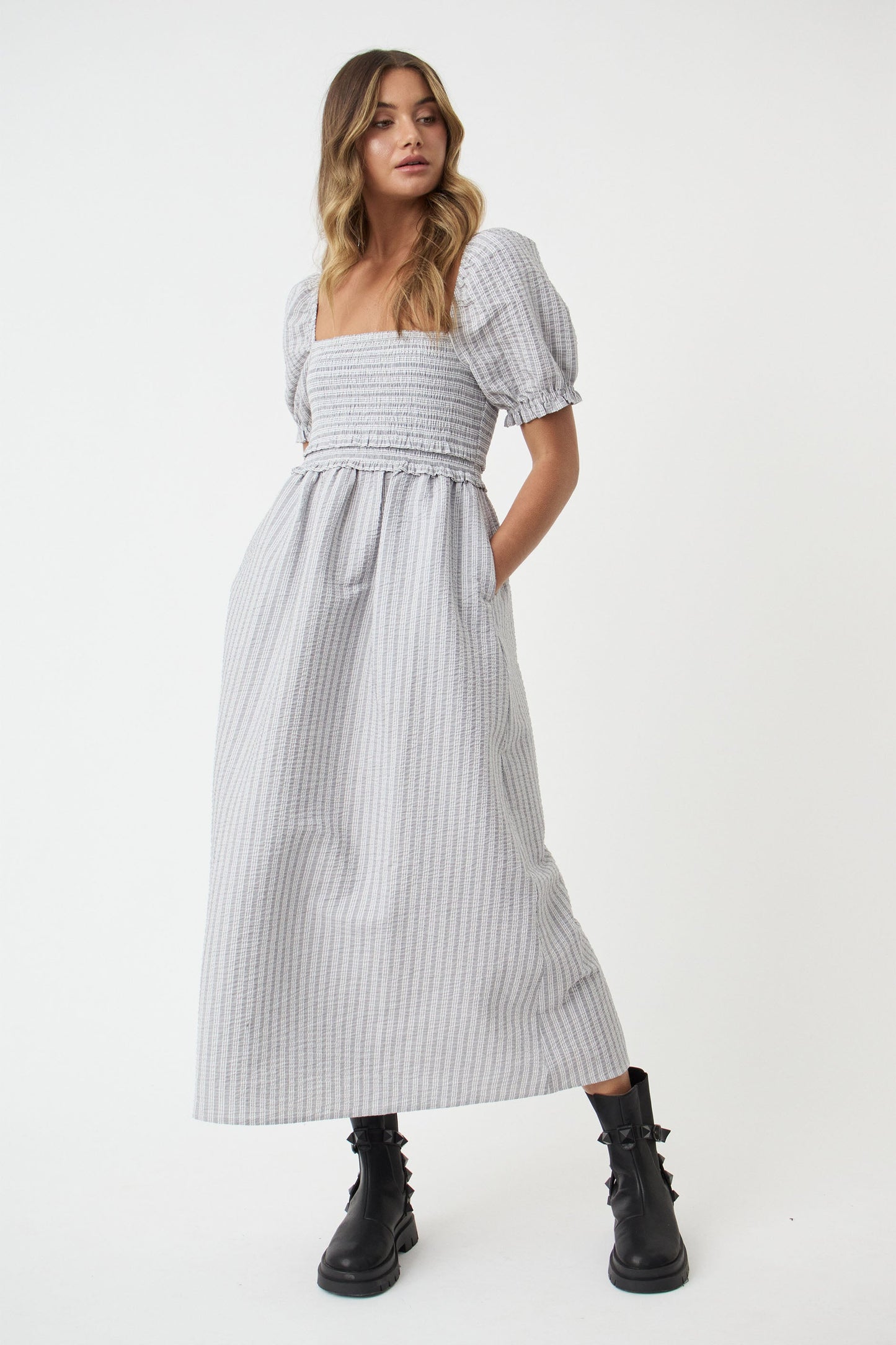 Mattie Shirred Midi Dress