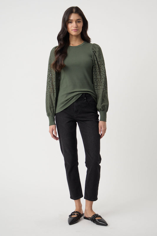 Lena Broderie Sleeve Top