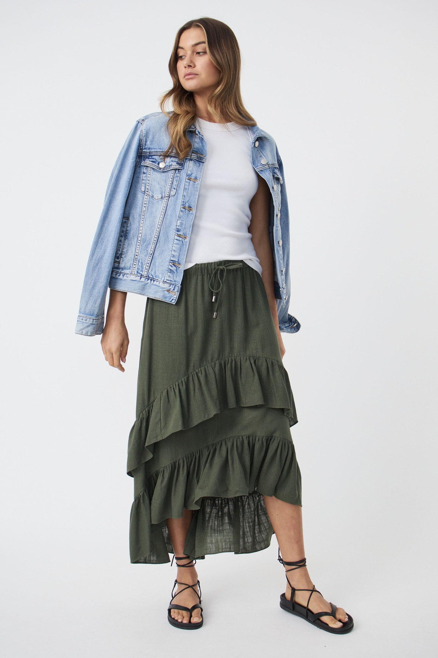 Kasey Ruffle Midi Skirt