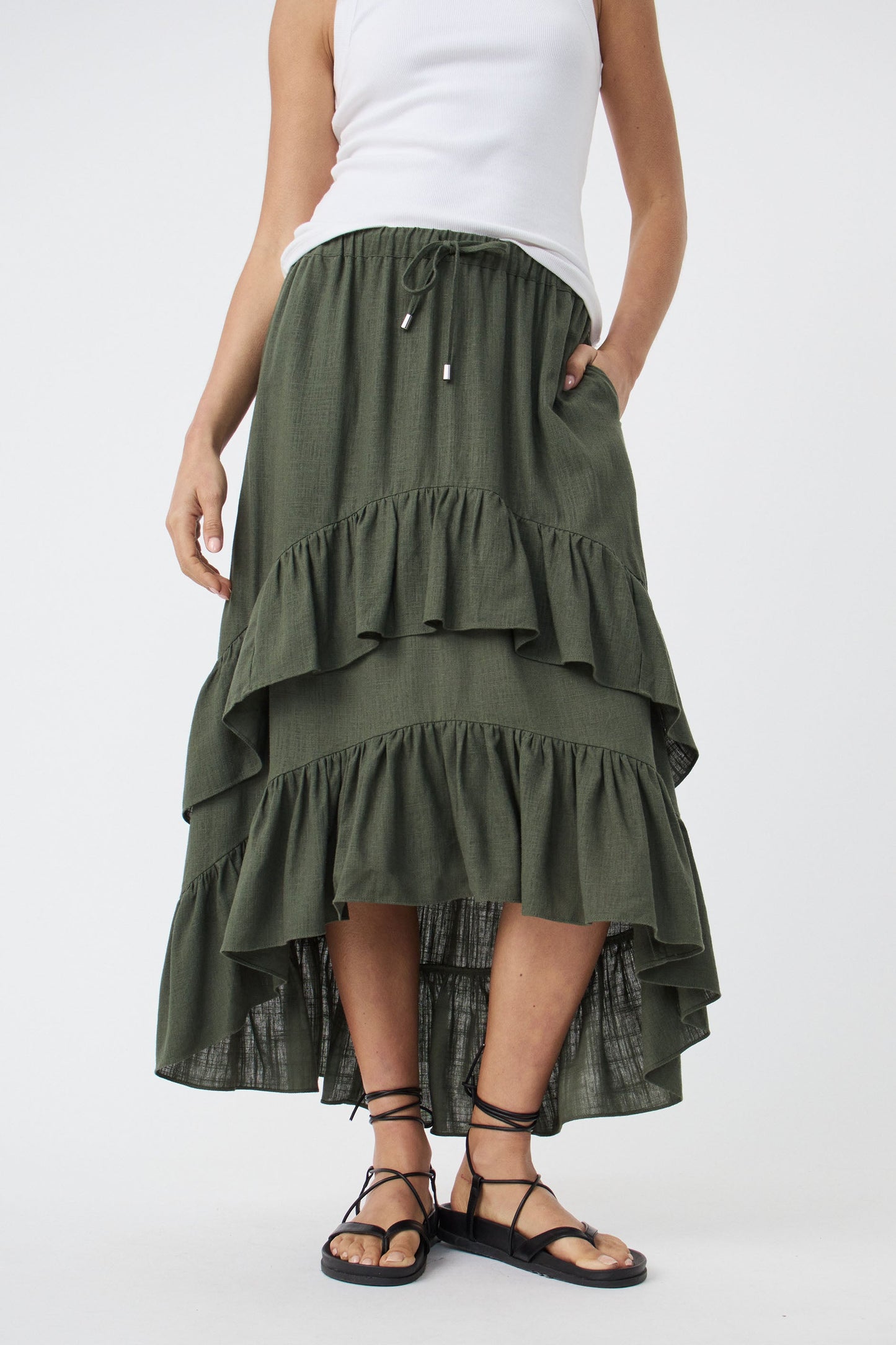 Kasey Ruffle Midi Skirt
