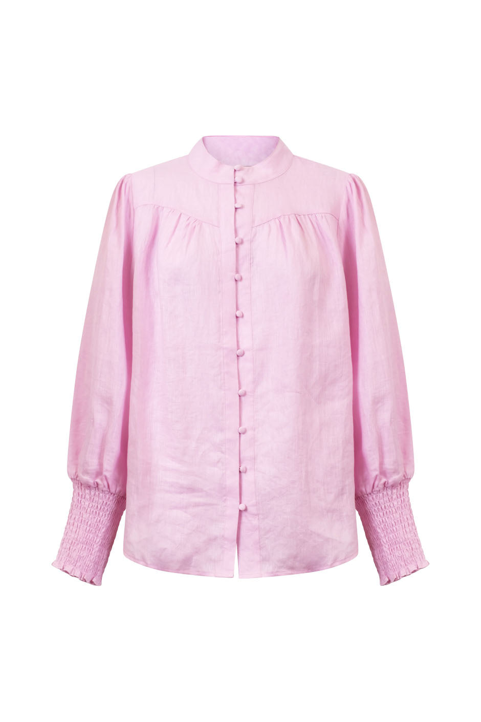 Cassie Collarless Linen Shirt