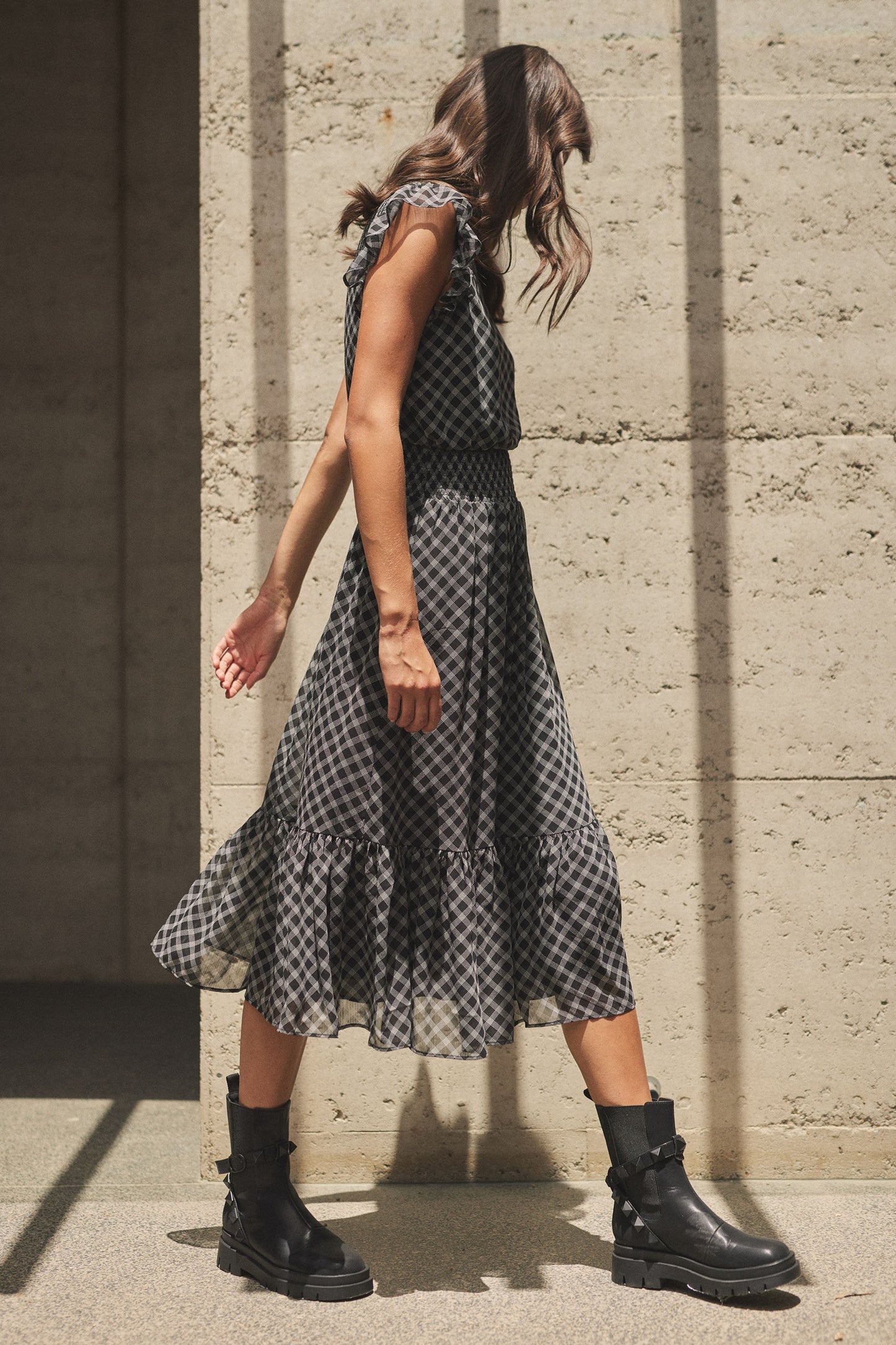 Amy Shirred Waist Midi Dress