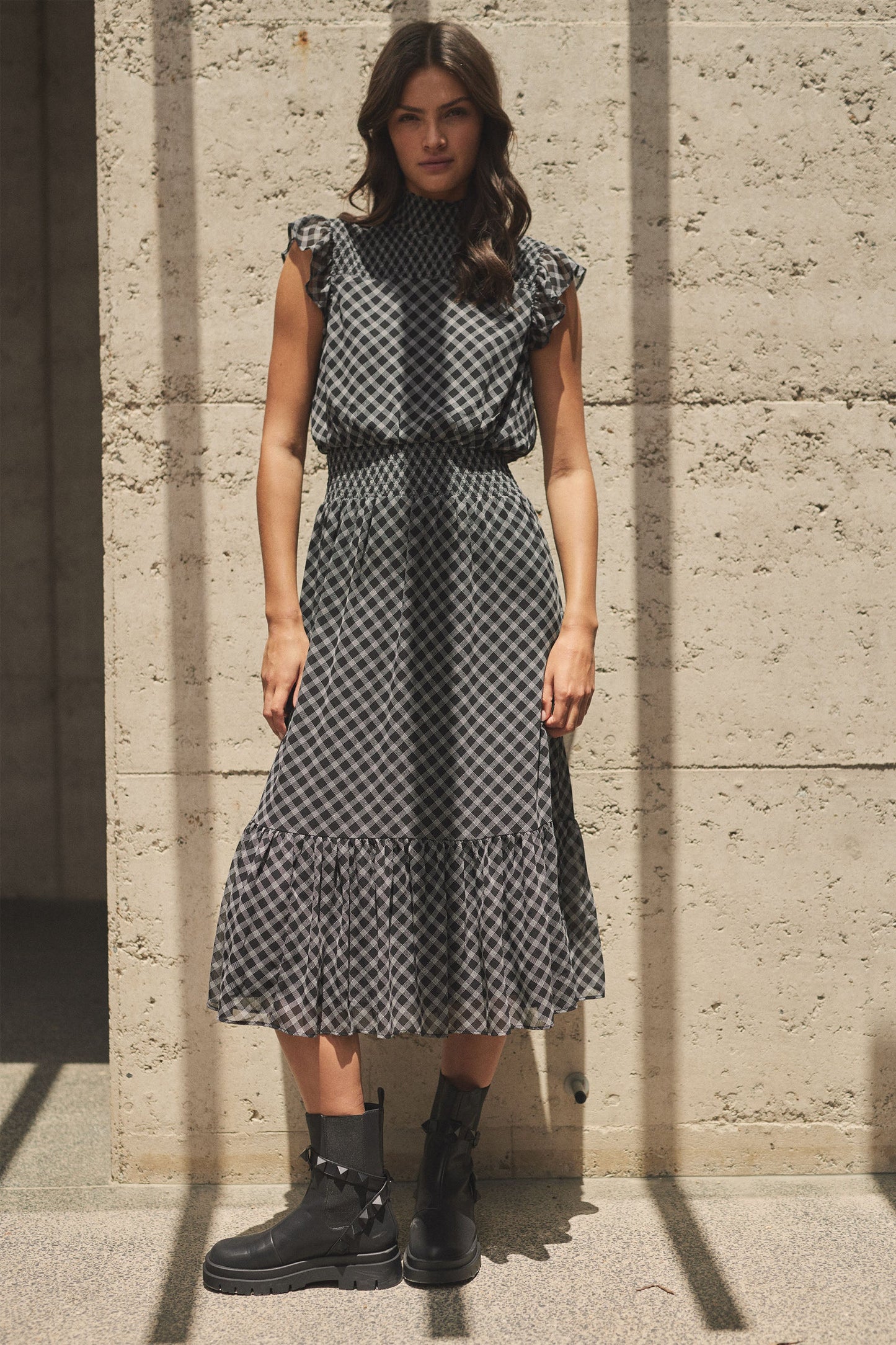 Amy Shirred Waist Midi Dress