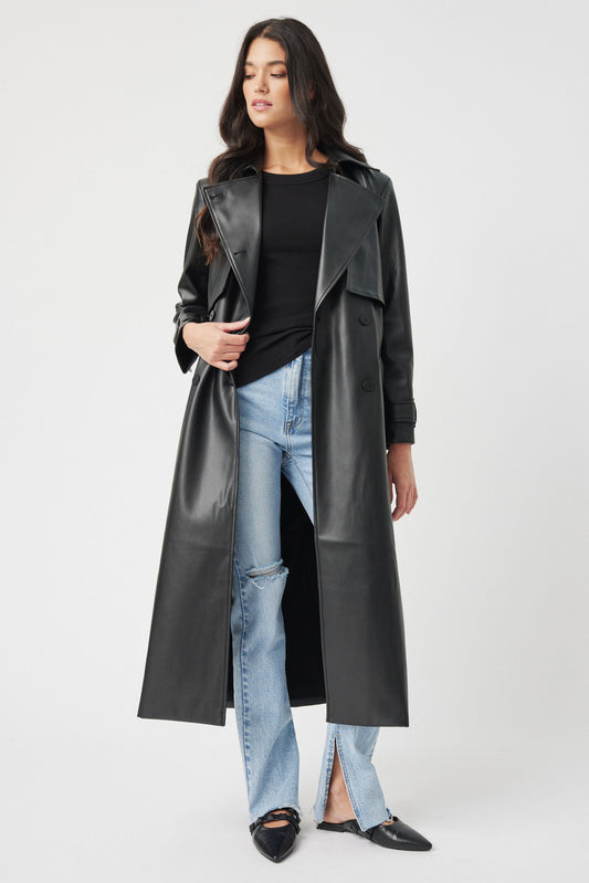 Valentina Leather Look Trench