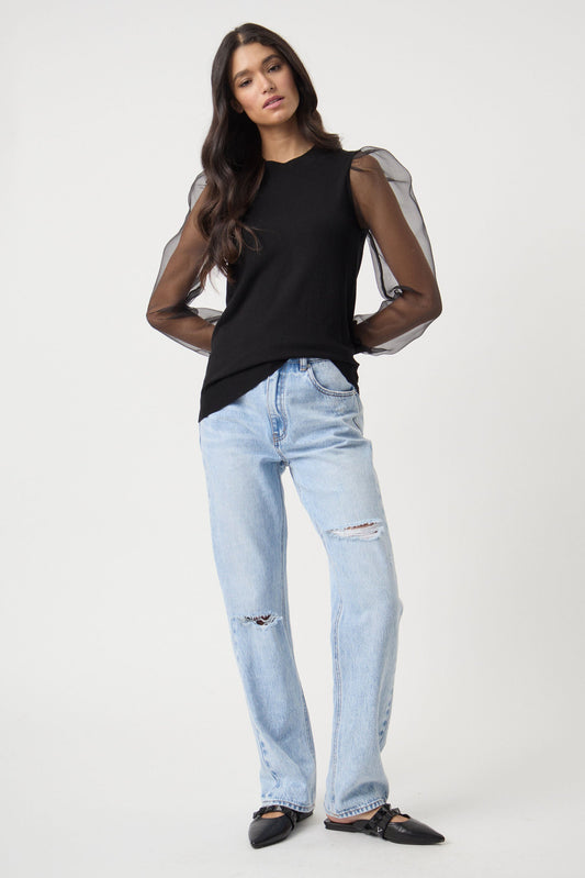 Liv Organza Sleeve Knit Top