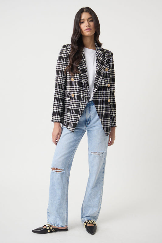 Carly Check Longline Blazer