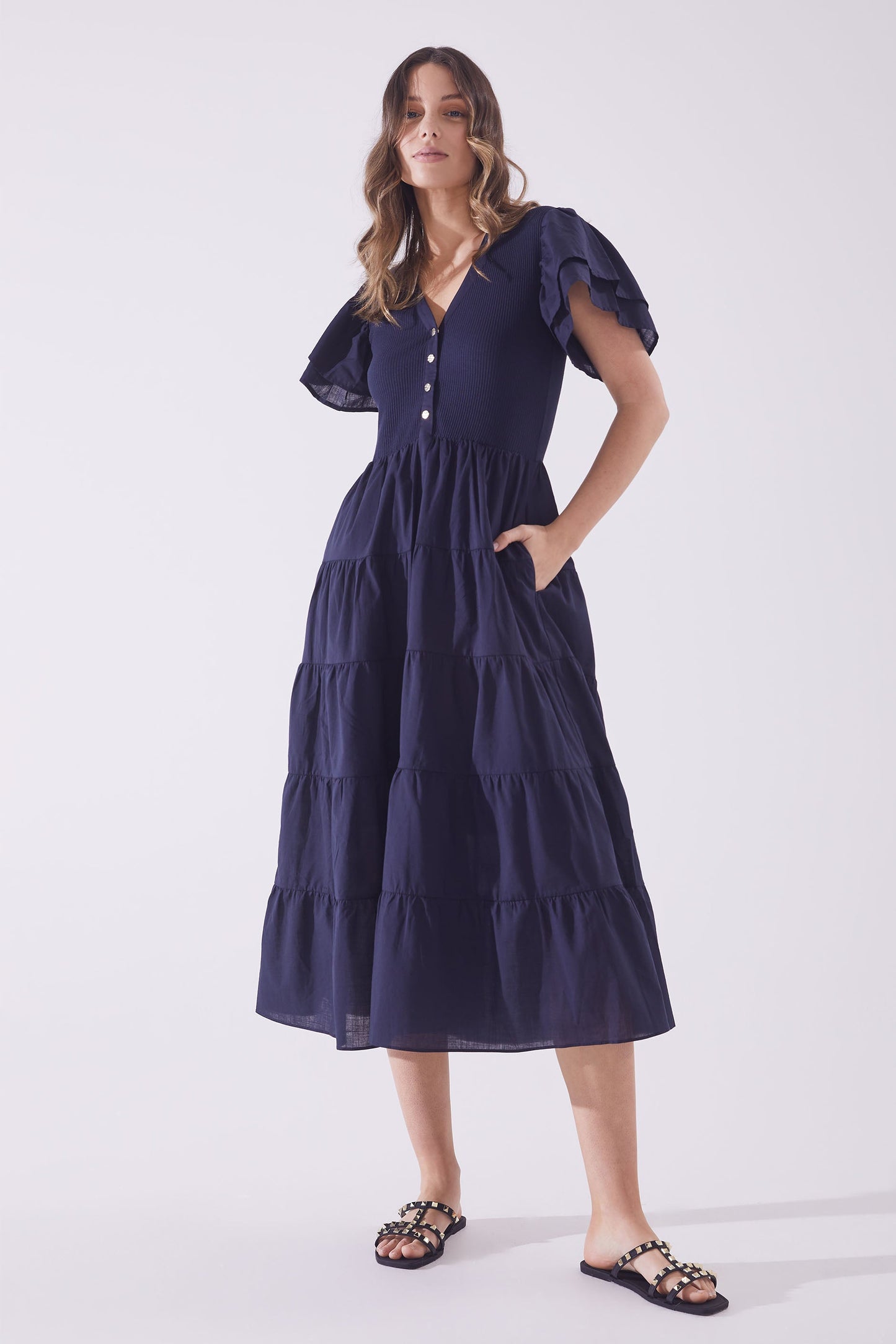 Eva Spliced Midi Dress