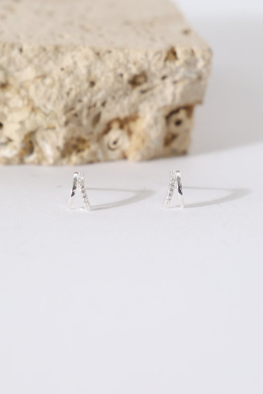 9ct Double Stone Set Earrings