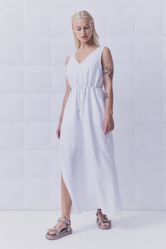 D-Luxe V Neck Linen Dress