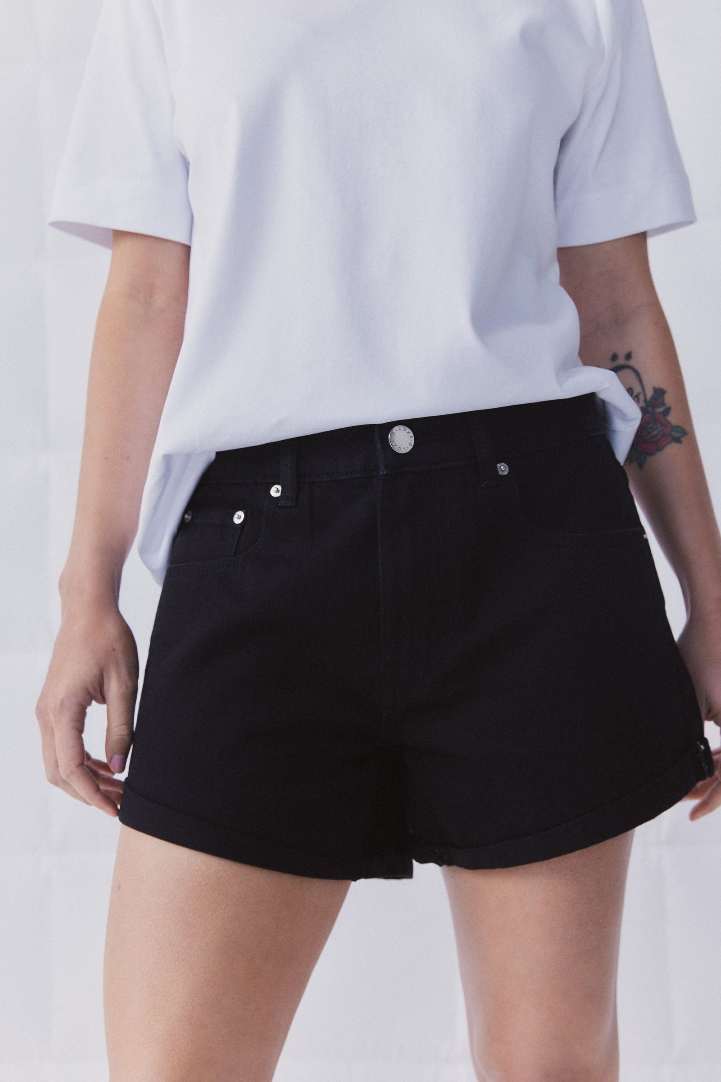 D-LUXE Denim Rolled Cuff Short