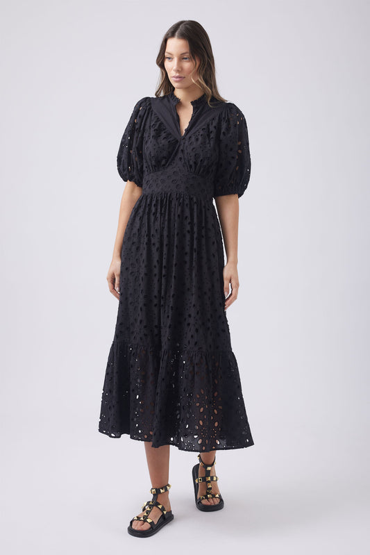 Claudia Broderie Midi Dress