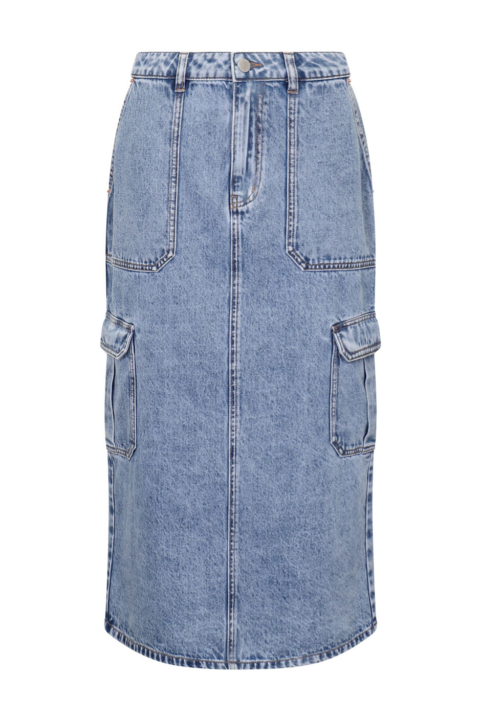 Tilly Denim Cargo Midi Skirt