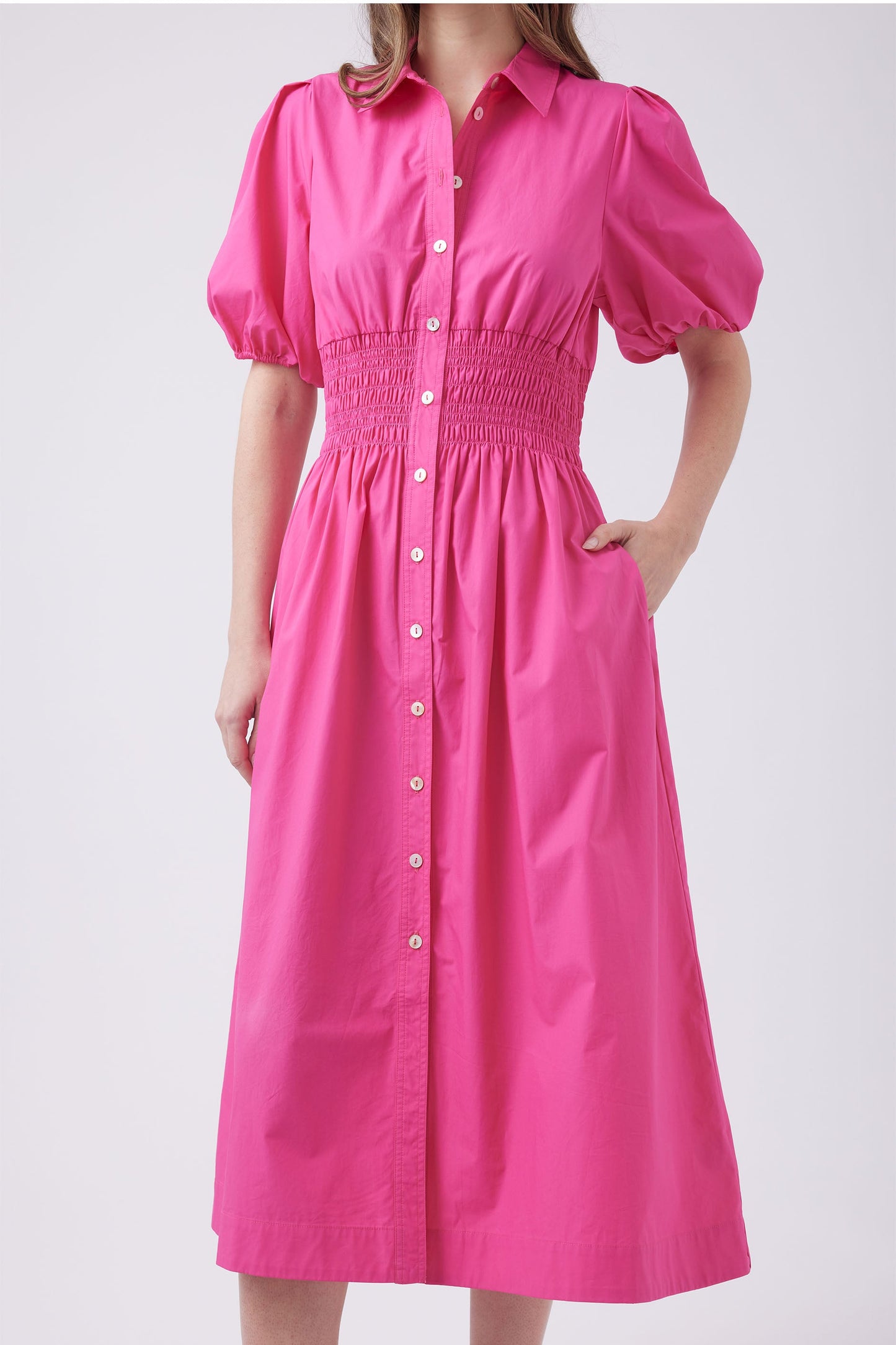 Amelia Shirred Midi Dress