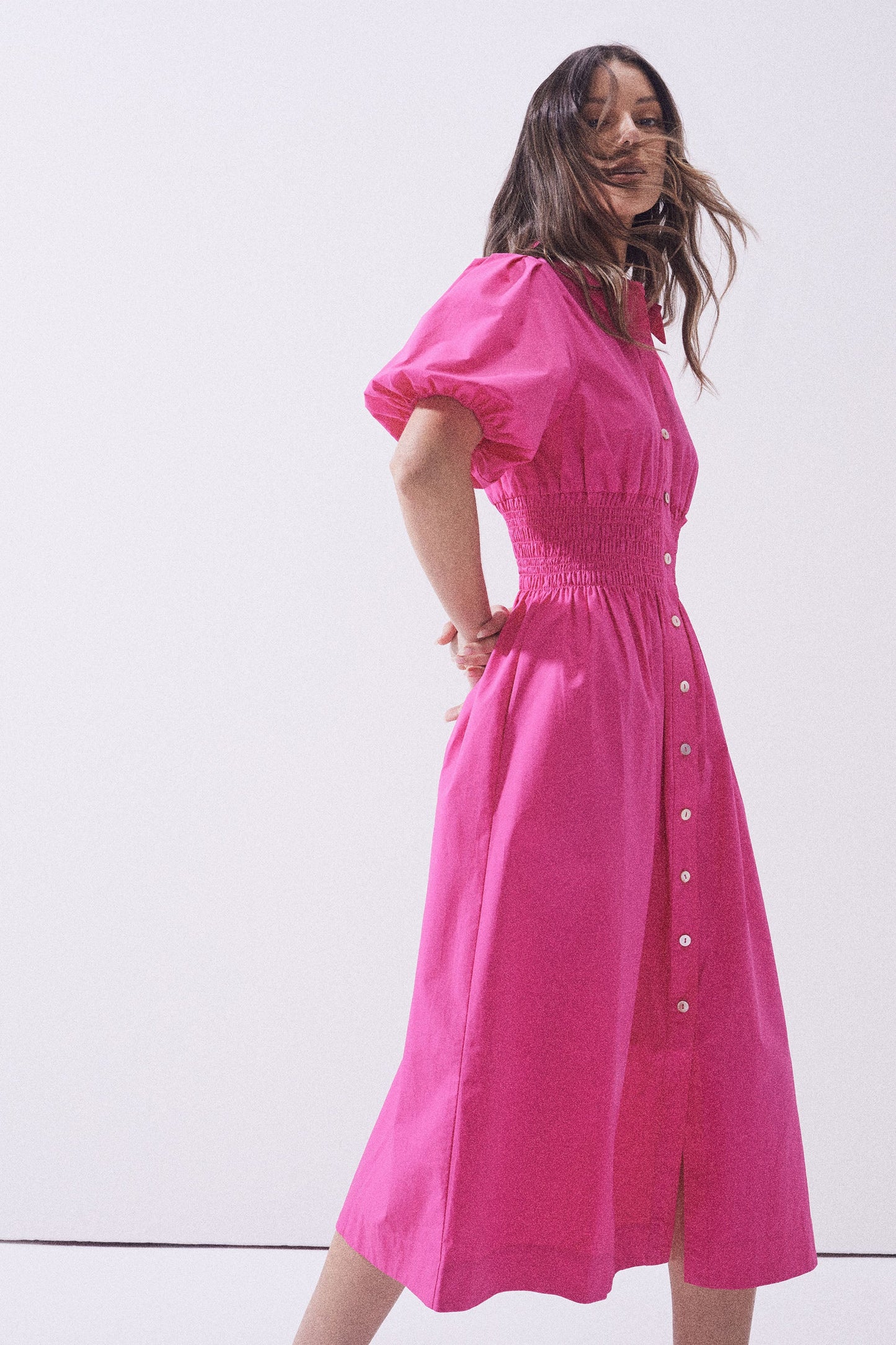 Amelia Shirred Midi Dress