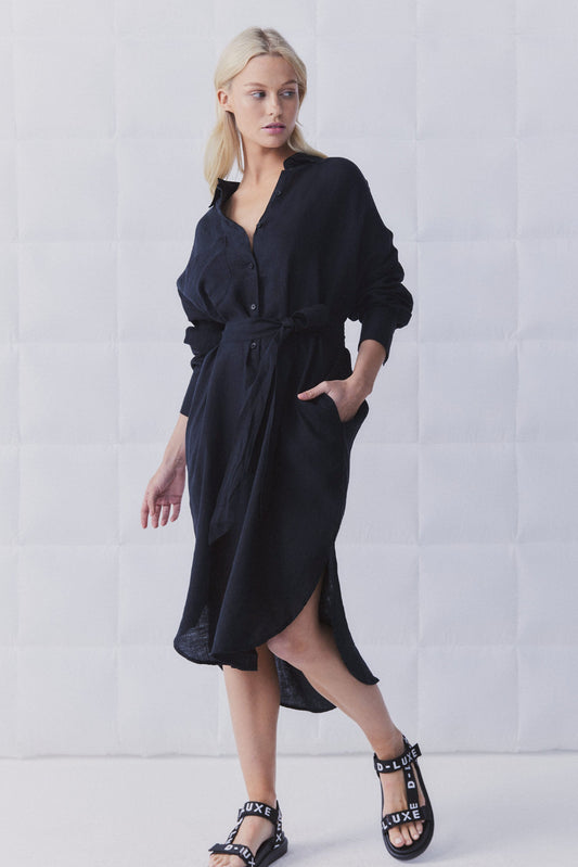 D-Luxe Patch Linen Midi Dress