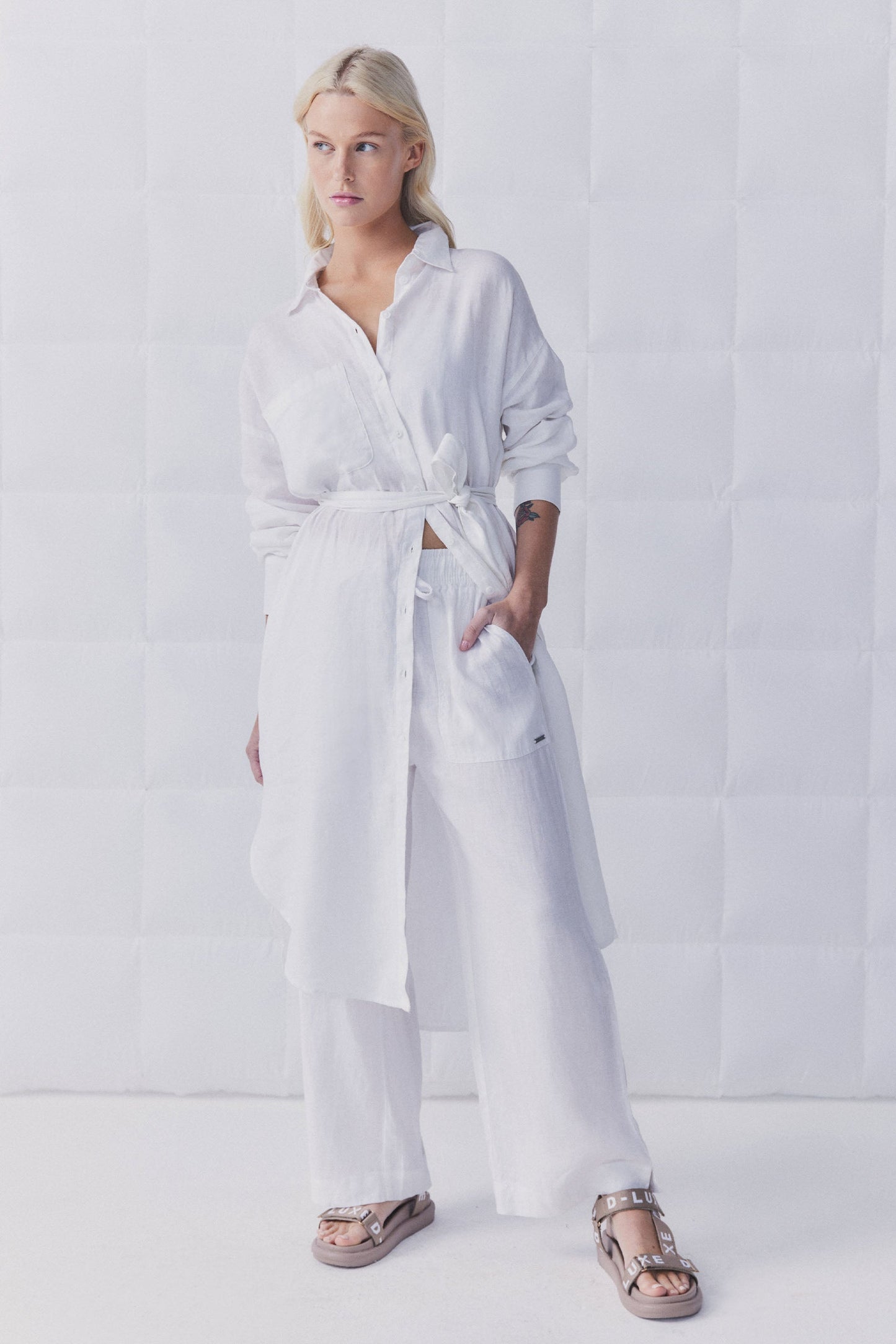 D-Luxe Patch Linen Midi Dress