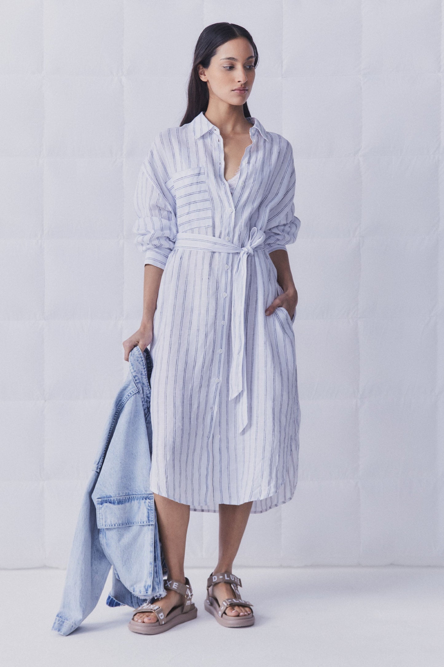 D-Luxe Patch Linen Midi Dress