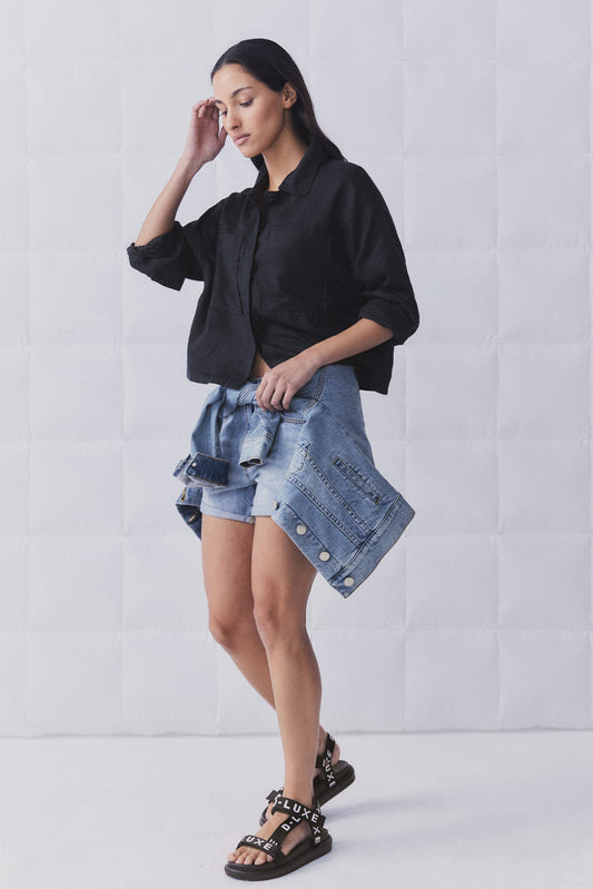 D-Luxe Cropped Linen Jacket