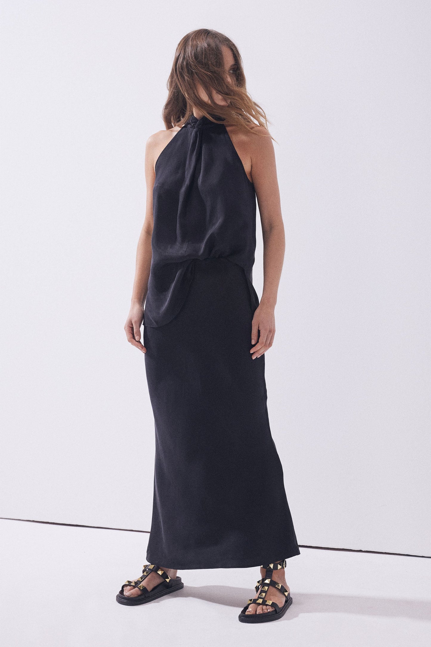 Ariel Cupro Midi Skirt