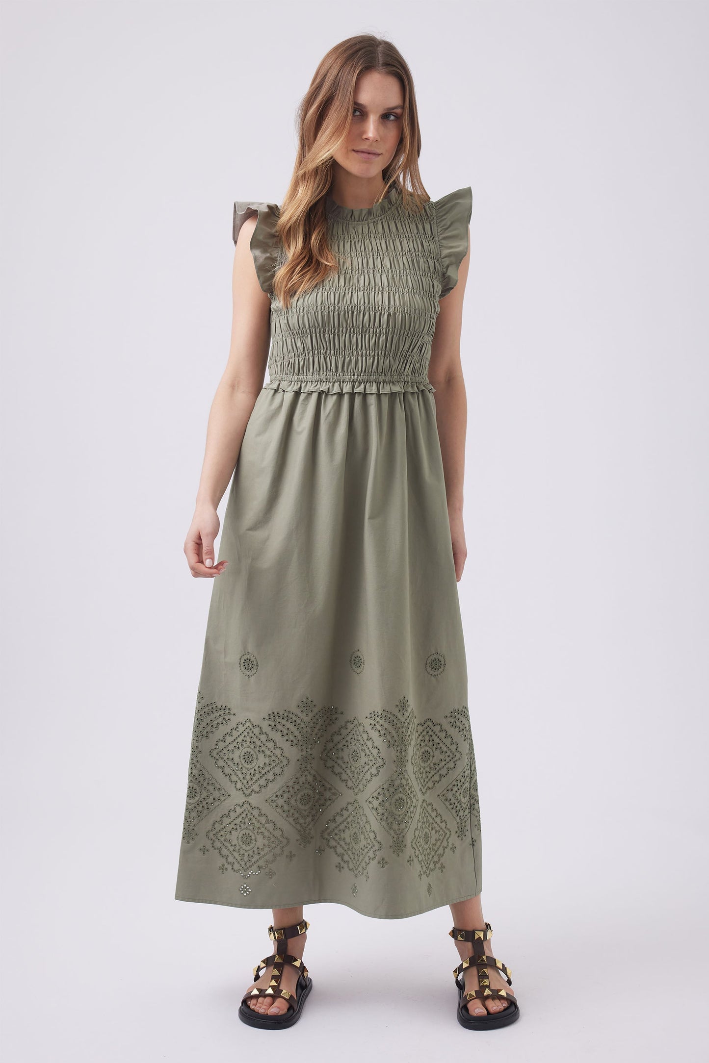 Claire Shirred Midi Dress