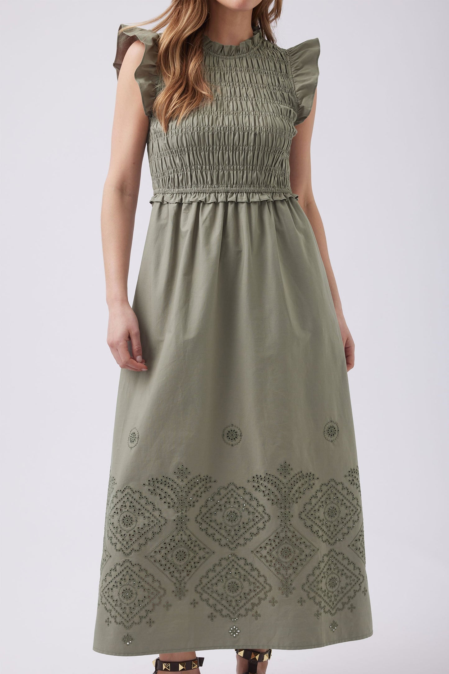 Claire Shirred Midi Dress