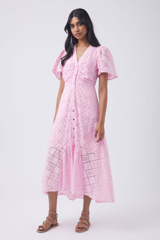 Connie Broderie Midi Dress