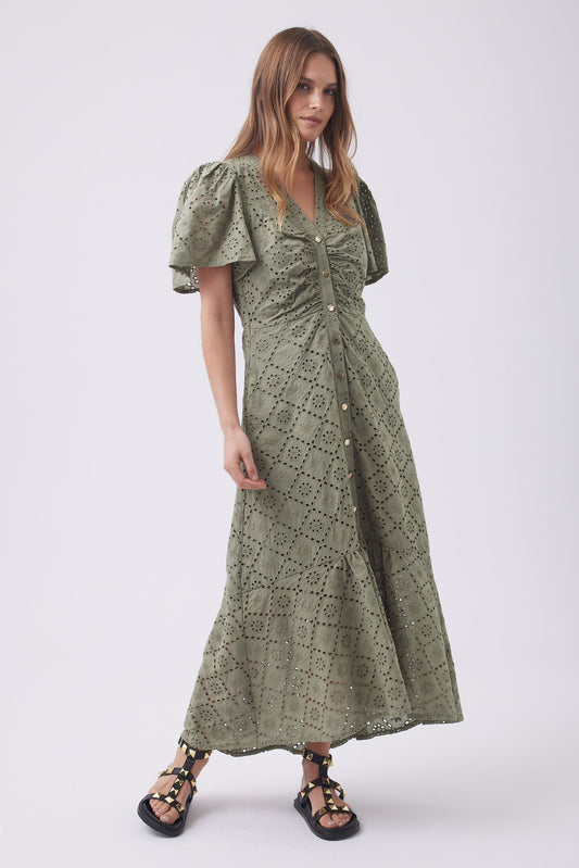 Connie Broderie Midi Dress