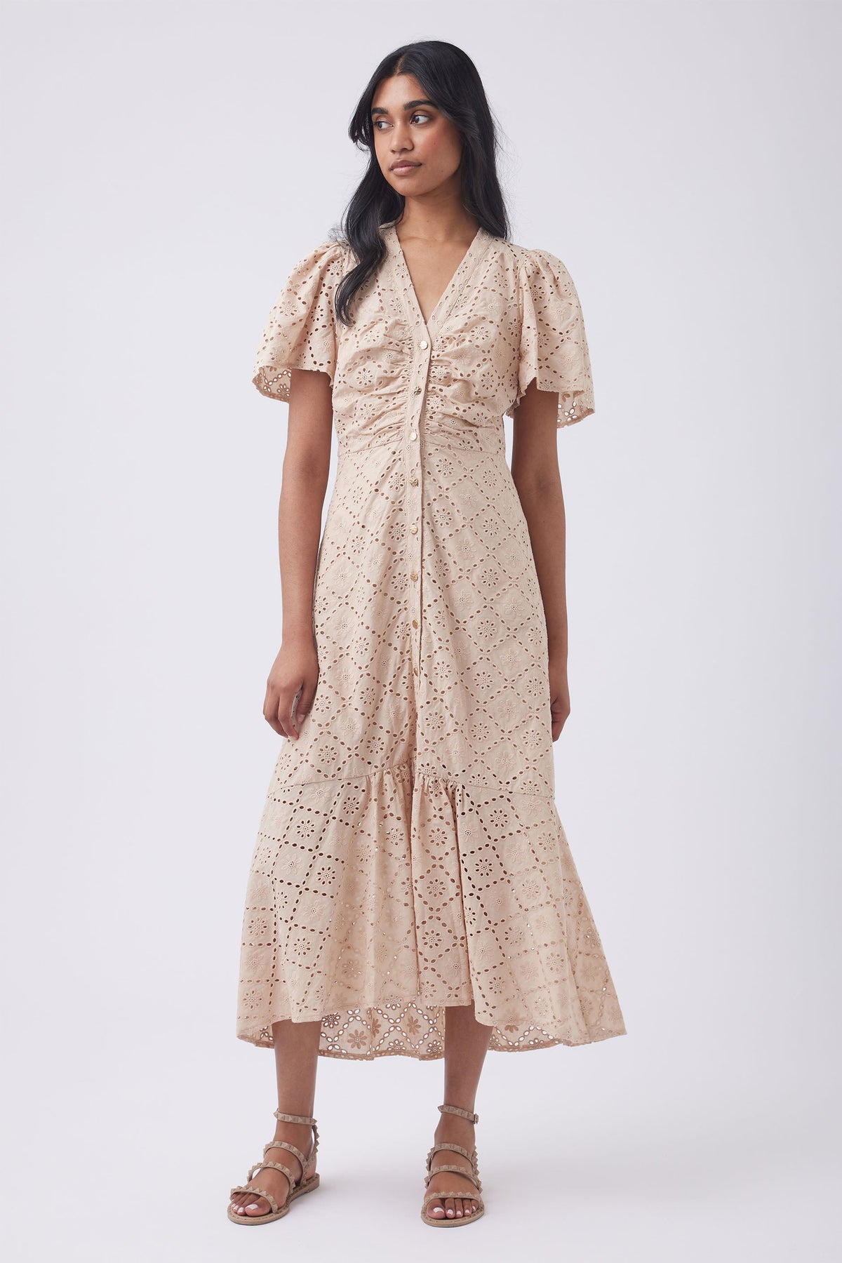 Connie Broderie Midi Dress