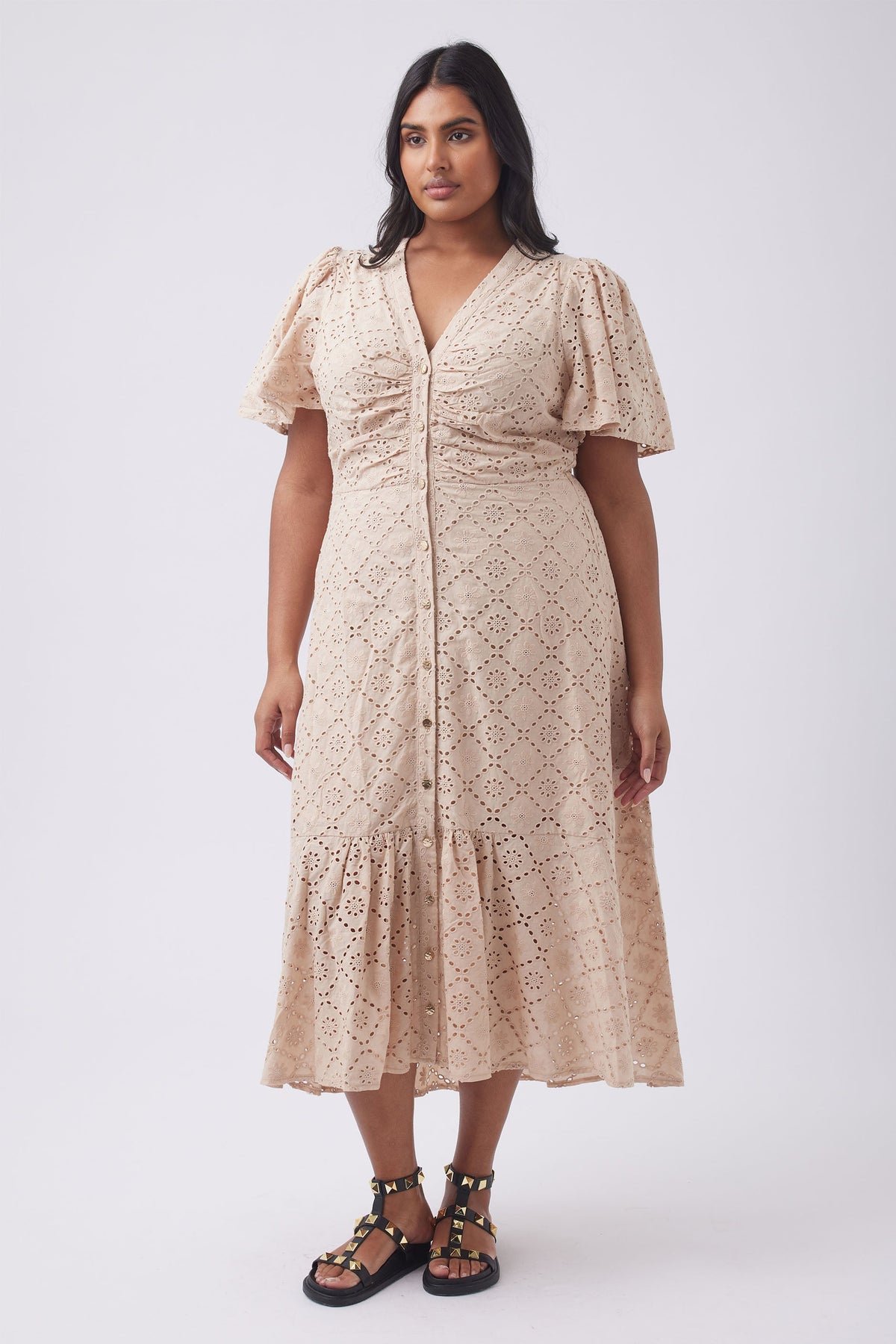 Connie Broderie Midi Dress