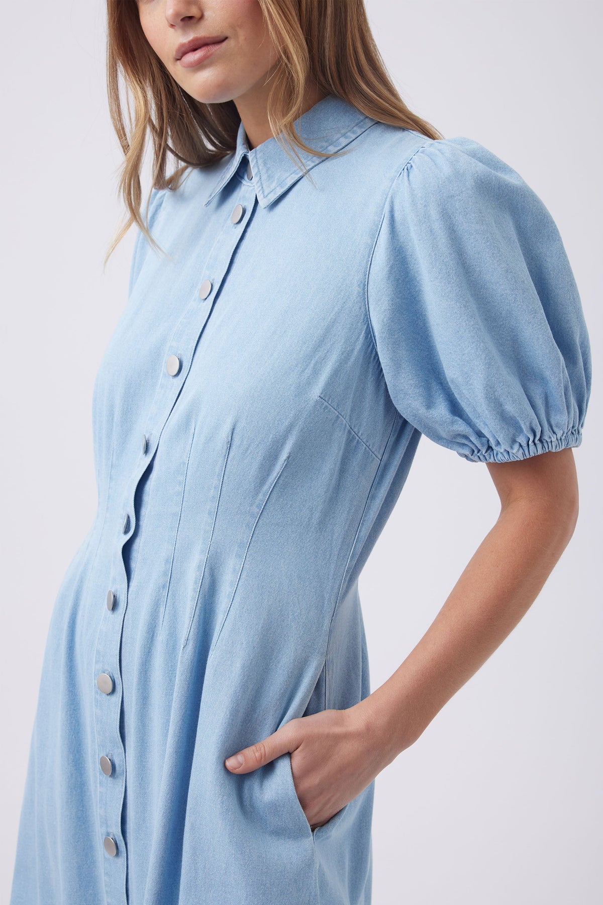 Sara Button Denim Dress