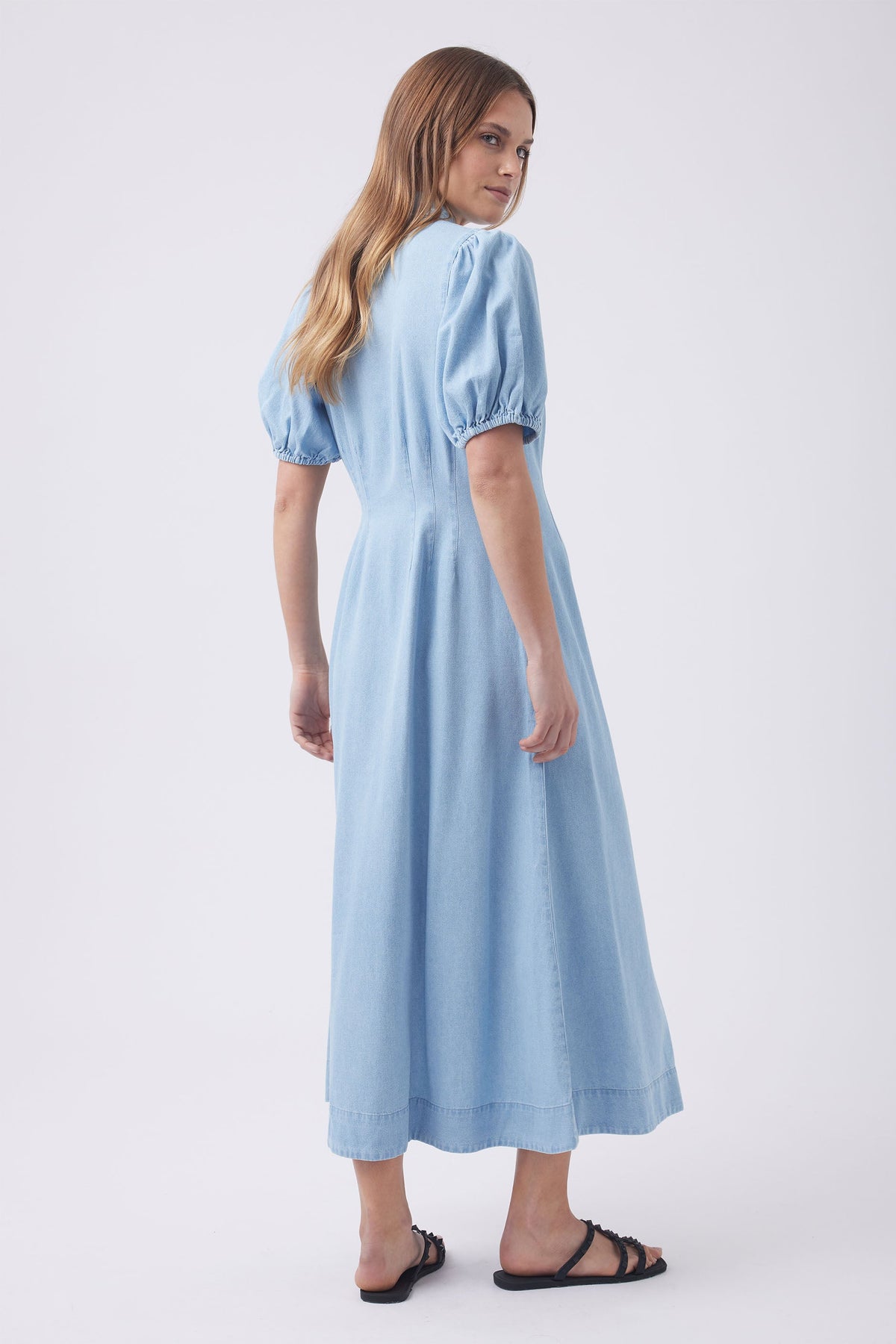 Sara Button Denim Dress