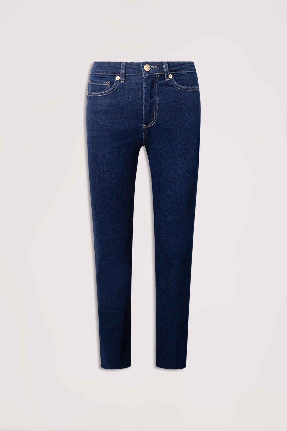 Becky Straight Leg Jean in dark denim with high rise, straight fit, and cropped ankle length in gallery position 4 portrait view.