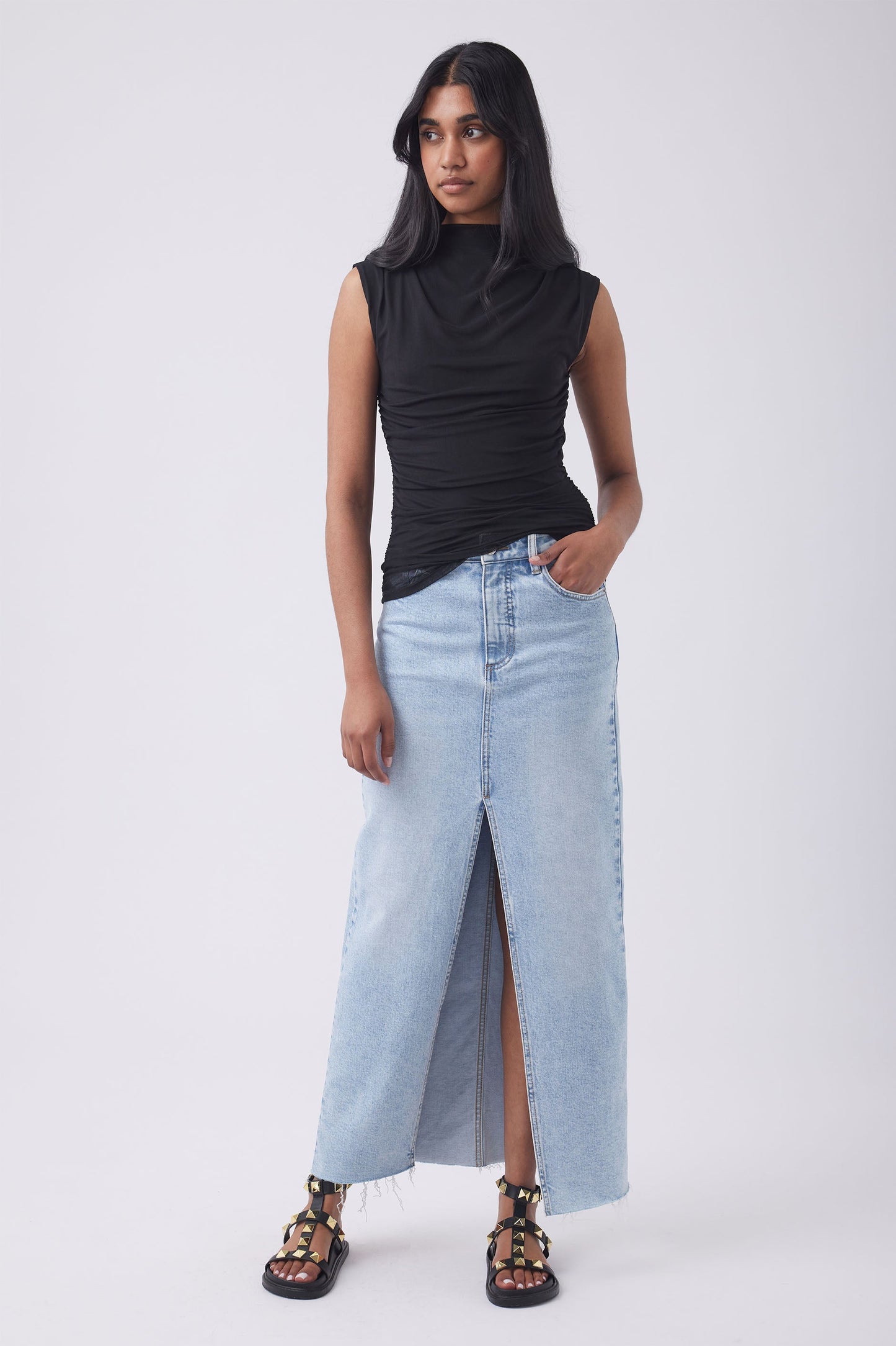 Brydie Mesh Ruched Top