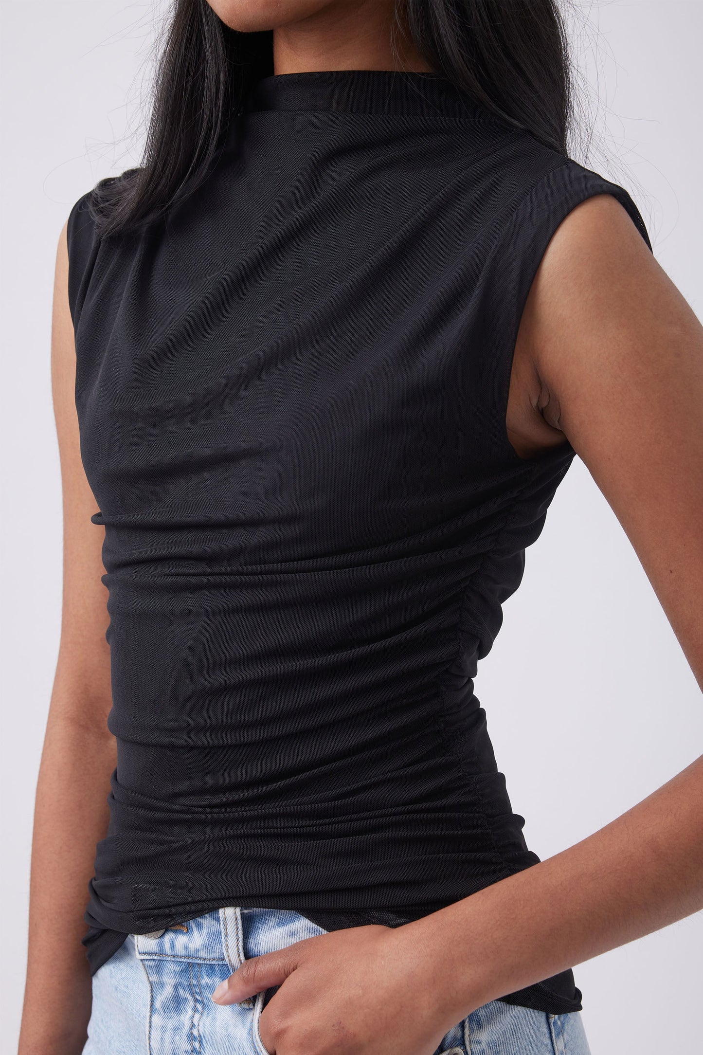 Brydie Mesh Ruched Top