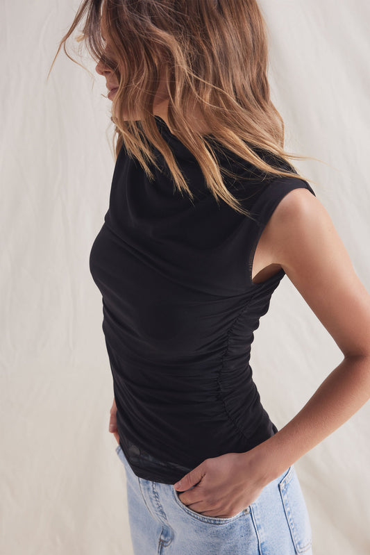 Brydie Mesh Ruched Top